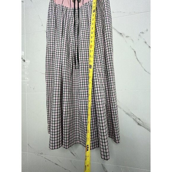 Chic Pink and Black Lace-Up Midi Dress - Picture 8 of 15